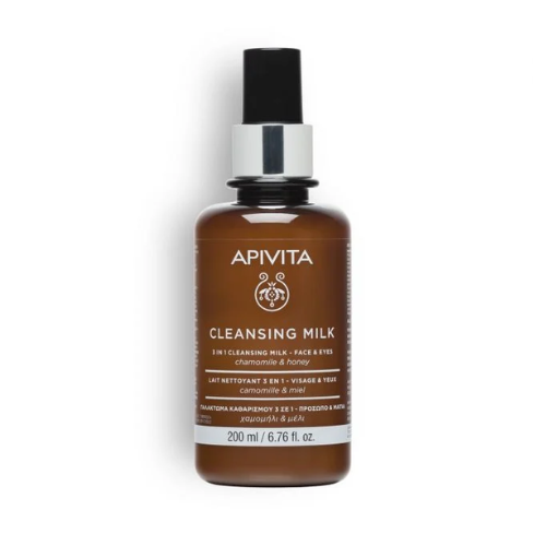 Apivita 3 in 1 Cleansing Milk for Face & Eyes with Chamomile & Honey, 200ml