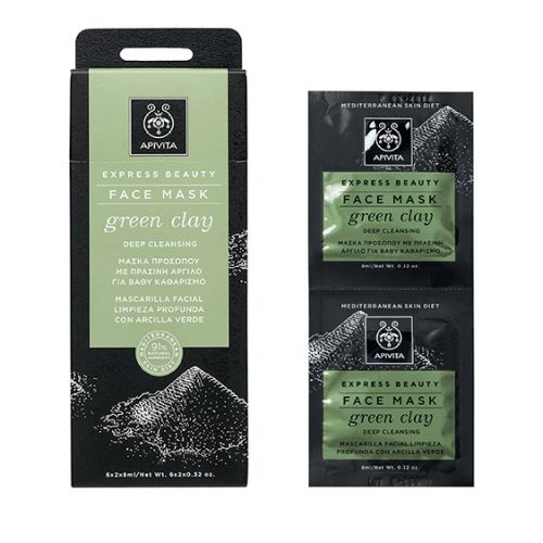 Apivita Deep Cleansing Face Mask with Green Clay, 2x8ml