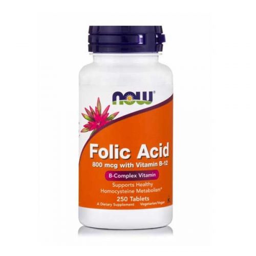 Now Folic Acid 800mcg with Vitamin B-12, 250 Tablets