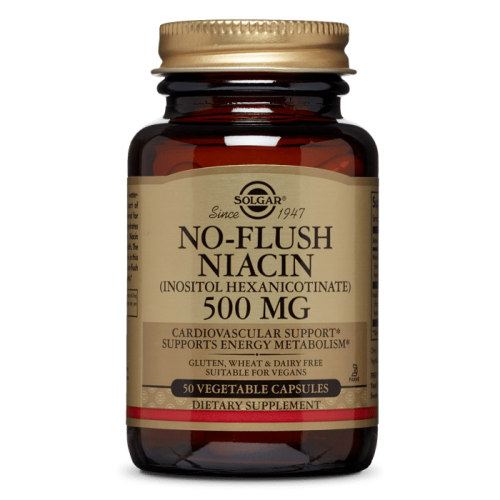 Solgar No-Flush Niacin(Inositol Hexanicotinate) 500mg 50 Veg Caps