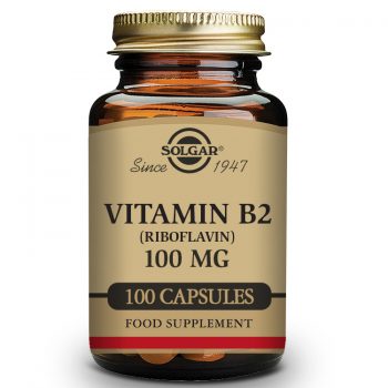 Solgar Vitamin B2 Riboflavin 100 mg, 100 Vegetable Capsules