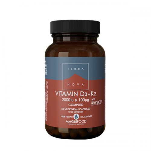 Terranova Vitamin D3 2000iu & K2 (as MenaQ7®) 100mh Complex 50 Veg Caps