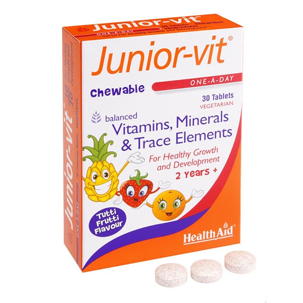 Health Aid JuniorVit Chewable Vitamins,Minerals & Trace Elements 30 Veg Tabs Bwell Pharmacy