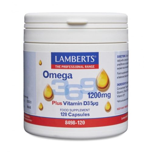 Lamberts Omega 3-6-9 1200 mg plus Vitamin D 3, 120 capsules