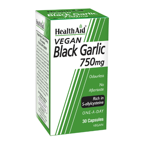 Health Aid Black Garlic 750mg, 30 capsules
