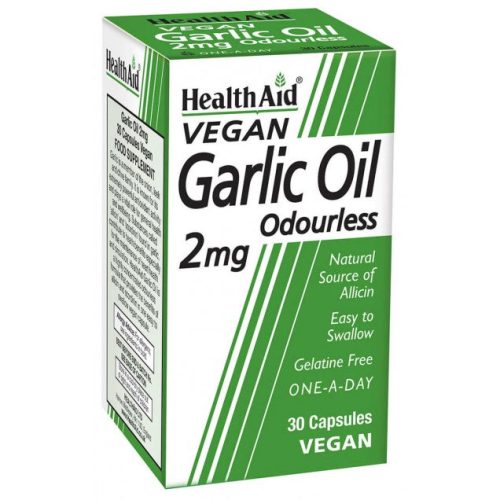 Health Aid Vegan Garlic Oil Odourless 2mg, 30 capsules