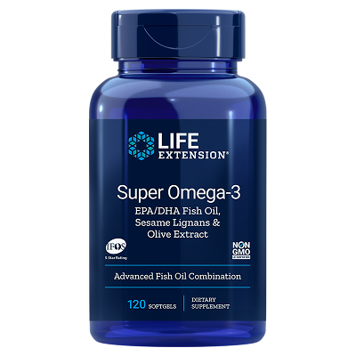 Life Extension Super Omega-3 EPA/DHA Fish Oil, Sesame Lignans & Olive Extract, 120 softgels
