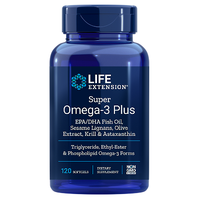 Life Extension Super Omega-3 Plus EPA/DHA Fish Oil, Sesame Lignans, Olive Extract, Krill & Astaxanthin, 120 gels