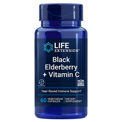 Life Extension Black Elderberry + Vitamin C, 60 capsules