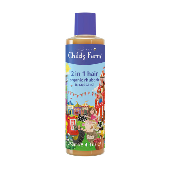 Childs Farm 2 in 1 Hair Organic Rhubarb & Custard Shampoo and Conditioner, 250 ml