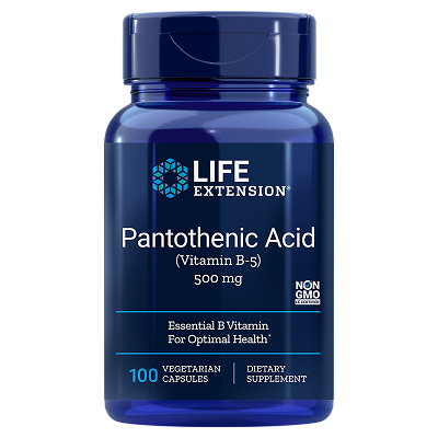 Life Extension Pantothenic Acid Vitamin B5 500mg, 100 capsules