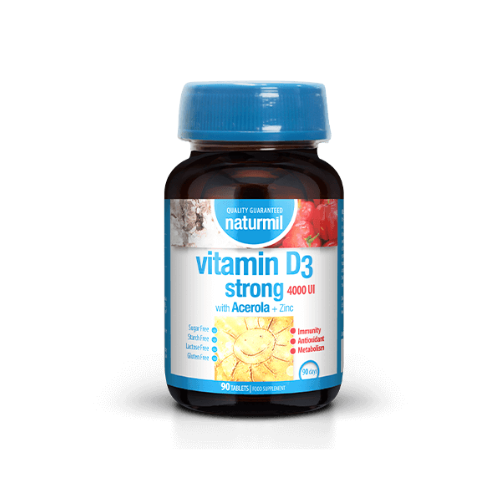 Naturmil Vitamin D3 4000 I.U. Strong with Acerola and Zinc, 90 tablets