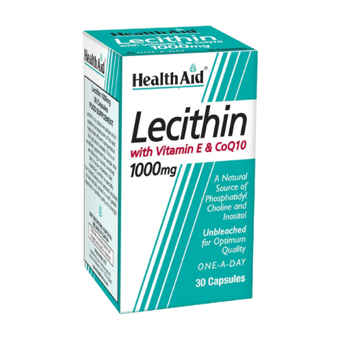 Health Aid Lecithin 1000 mg with Vitamin E & CoQ10, 30 capsules