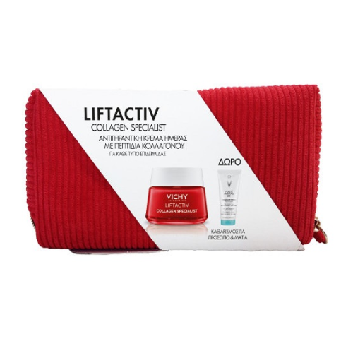 Vichy Liftactiv Collagen Specialist Face Cream + Vichy Purete Thermal 3 in 1 Face Cleansing Emulsion, Gift Set