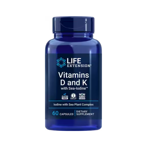 Life Extension Vitamins D & K, 60 tablets with Sea Iodine