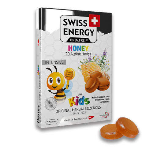 Swiss Energy For Kids Honey Nose & Throat Soothing, 12 herbal lozenges