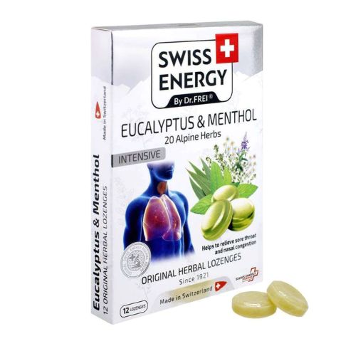 Swiss Energy Eucalyptus & Menthol Nose & Throat Soothing, 12 herbal lozenges