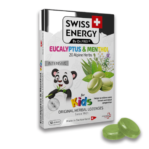 Swiss Energy For Kids Eucalyptus & Menthol Nose & Throat Soothing, 12 herbal lozenges