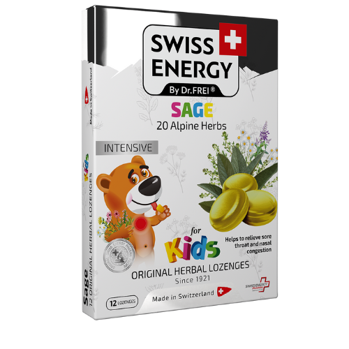 Swiss Energy For Kids Sage Nose & Throat Soothing, 12 herbal lozenges