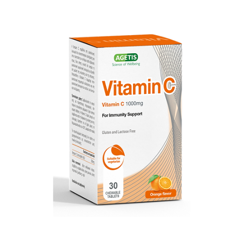 Agetis Vitamin C 1000mg Orange Taste, 60 chewable tablets