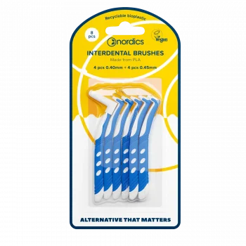 Nordics Interdental Brushes L-shape 8pcs 0.40mm + 0.45mm