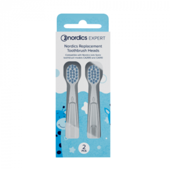 Nordics Kids sonic toothbrush 2 replacement heads BLUE